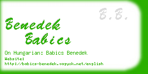 benedek babics business card